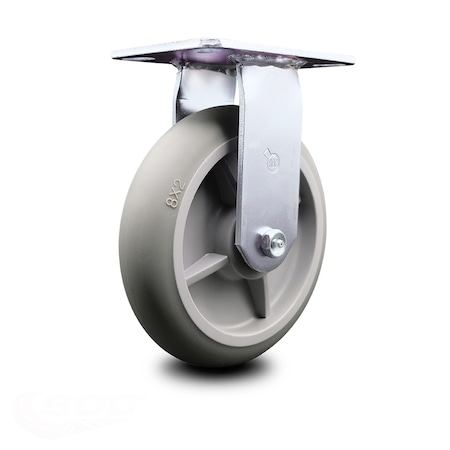 Service Caster 8 Inch Heavy Duty Top Plate Thermoplastic Rubber Rigid Caster with Ball Bearing SCC-35R820-TPRBD